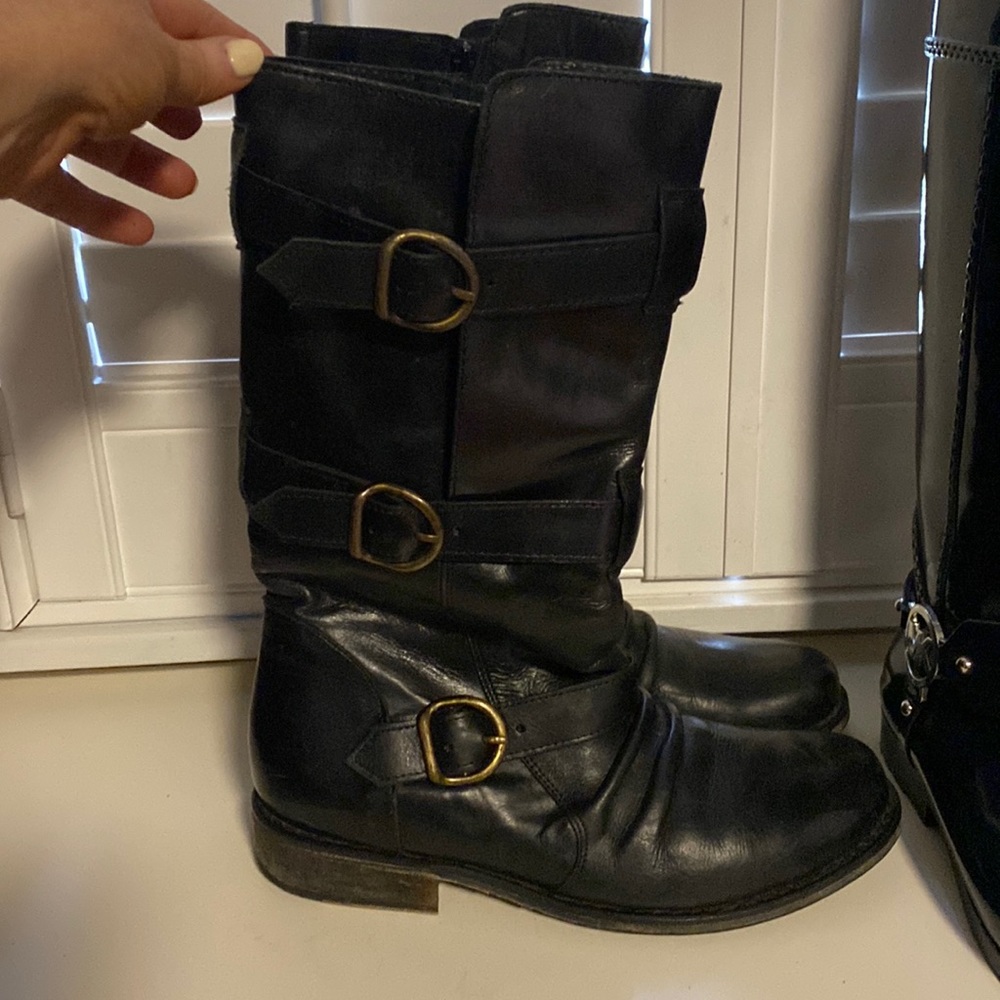 Diba black leather motorcycle boot sz 7